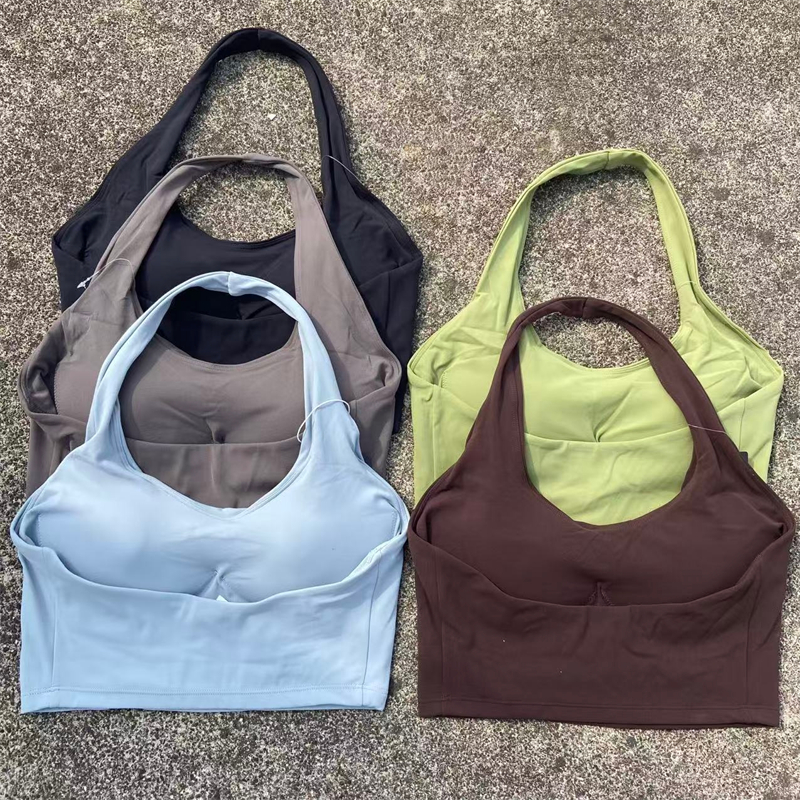 Bralette Triangle Set - Halter Neck Sports Bra Women Gym