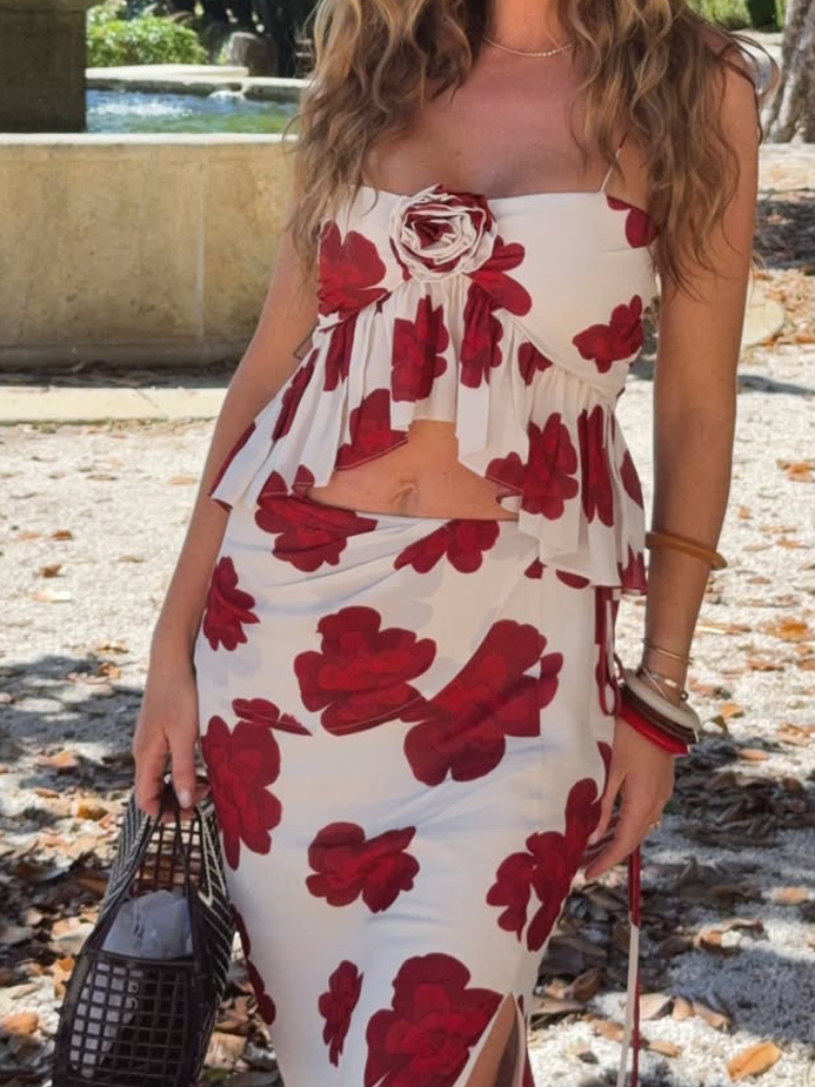Midi Skirt Floral - Chic 3d Floral Women Skirt 2