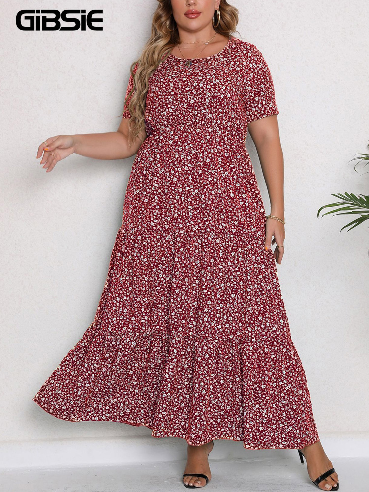 GIBSIE Plus Size O-Neck Ditsy  - Romper Floral Print avis et prix
