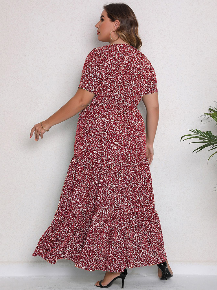 GIBSIE Plus Size O-Neck Ditsy  - Romper Floral Print avis et prix