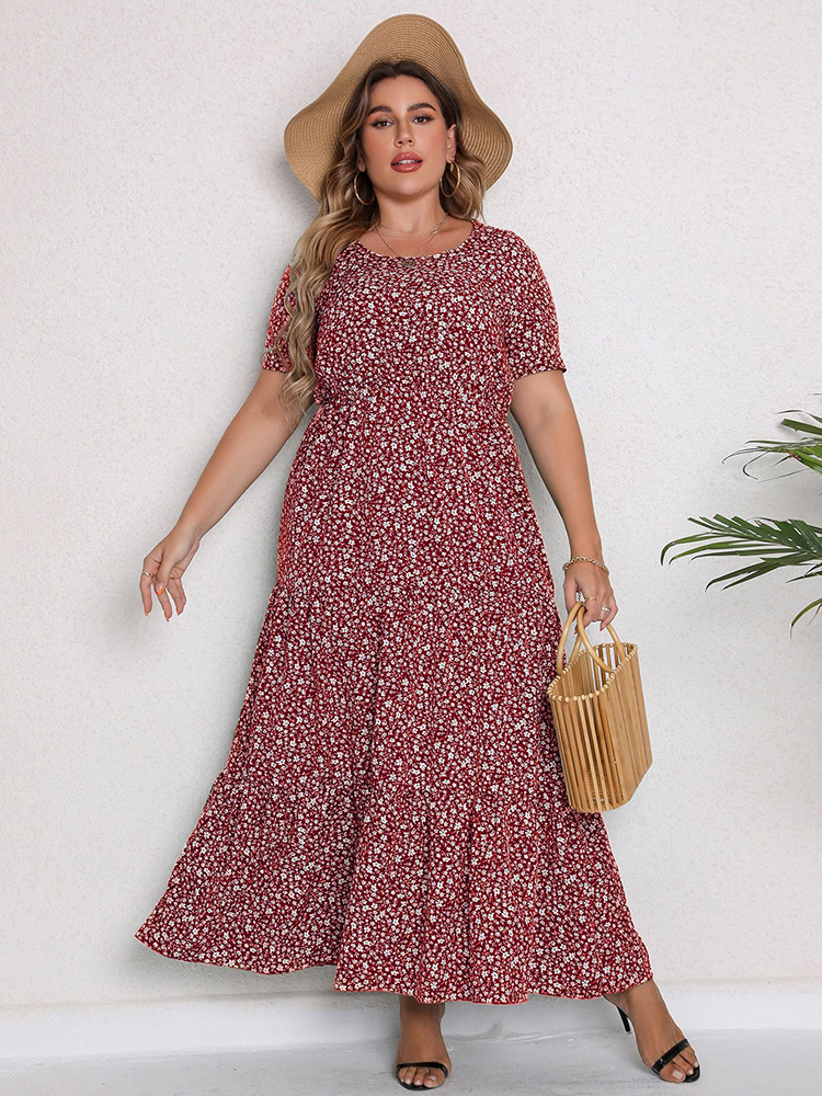 GIBSIE Plus Size O-Neck Ditsy  - Romper Floral Print avis et prix