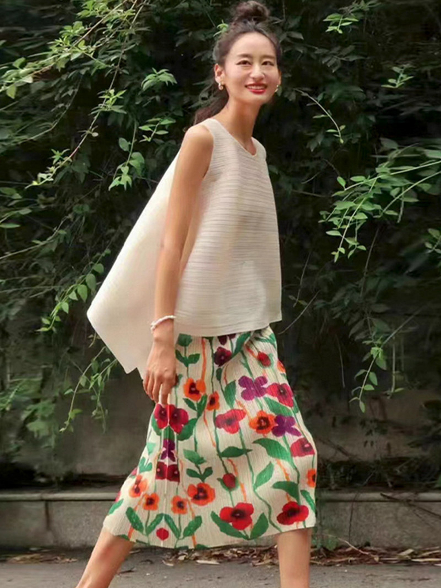  Floral Print Slimming Comfort - Midi Skirt Floral avis et prix