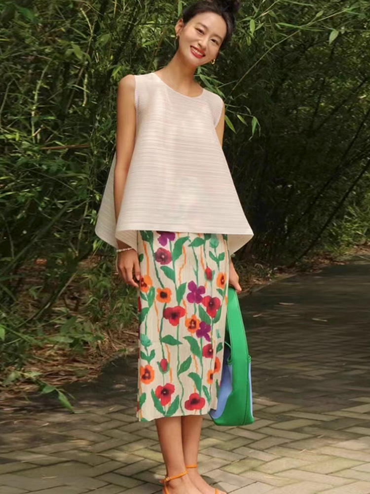  Floral Print Slimming Comfort - Midi Skirt Floral avis et prix