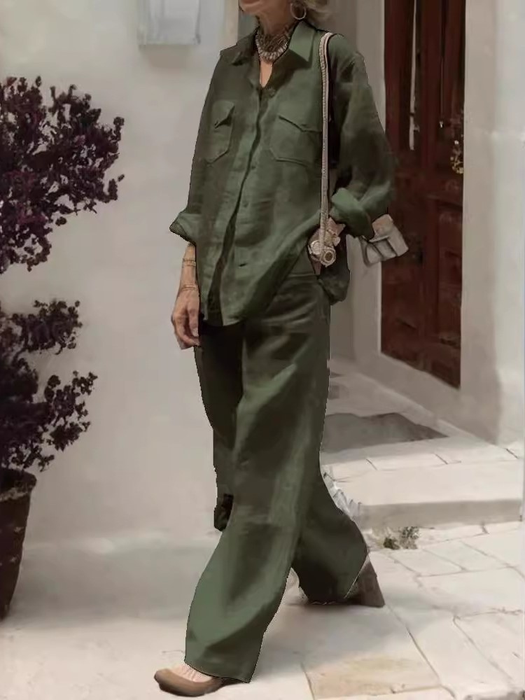 Fashion Solid Cotton Linen Shi - Linen Pant Wide avis et prix