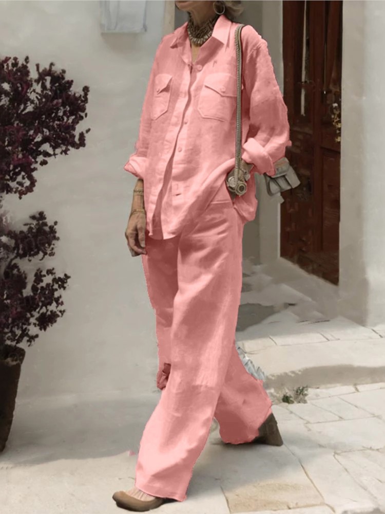Fashion Solid Cotton Linen Shi - Linen Pant Wide avis et prix