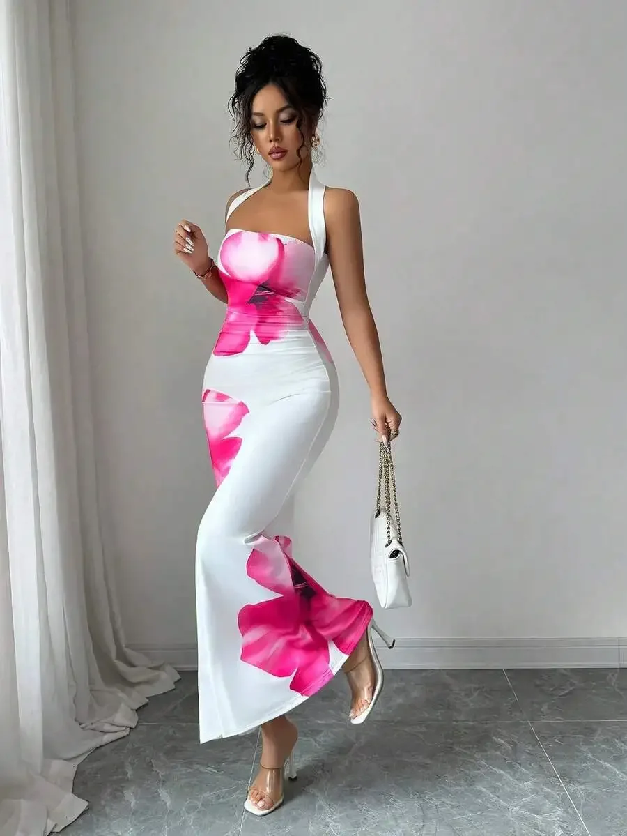Elegant Sleeveless Halter Maxi - Maxi Dress Halter avis et prix