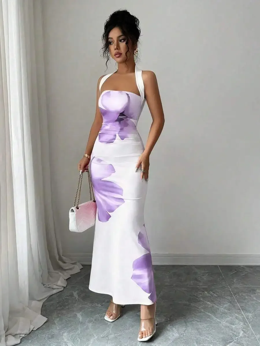 Elegant Sleeveless Halter Maxi - Maxi Dress Halter avis et prix