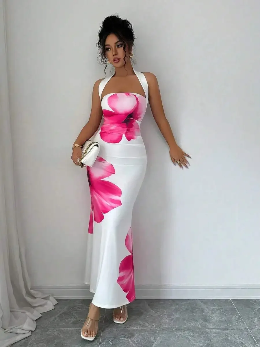 Elegant Sleeveless Halter Maxi - Maxi Dress Halter avis et prix