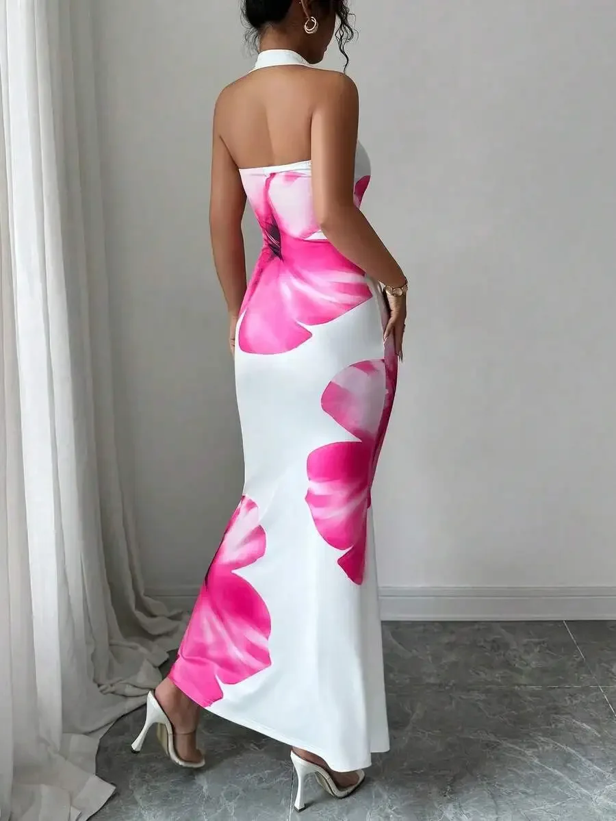 Elegant Sleeveless Halter Maxi - Maxi Dress Halter avis et prix