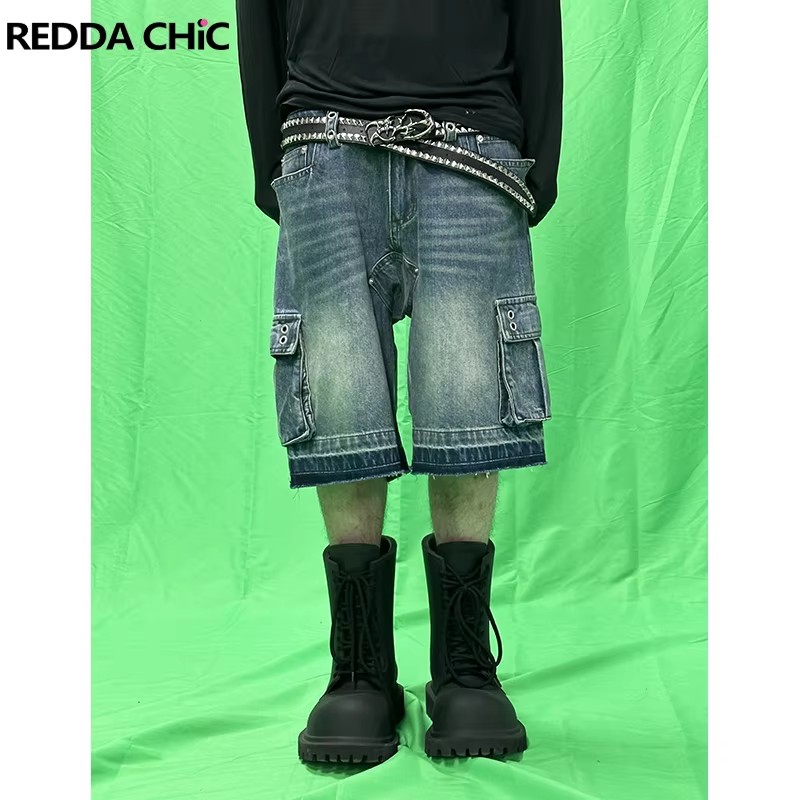 REDDACHIC Men Big Pockets Whis - Shorts Denim Frayed avis et prix