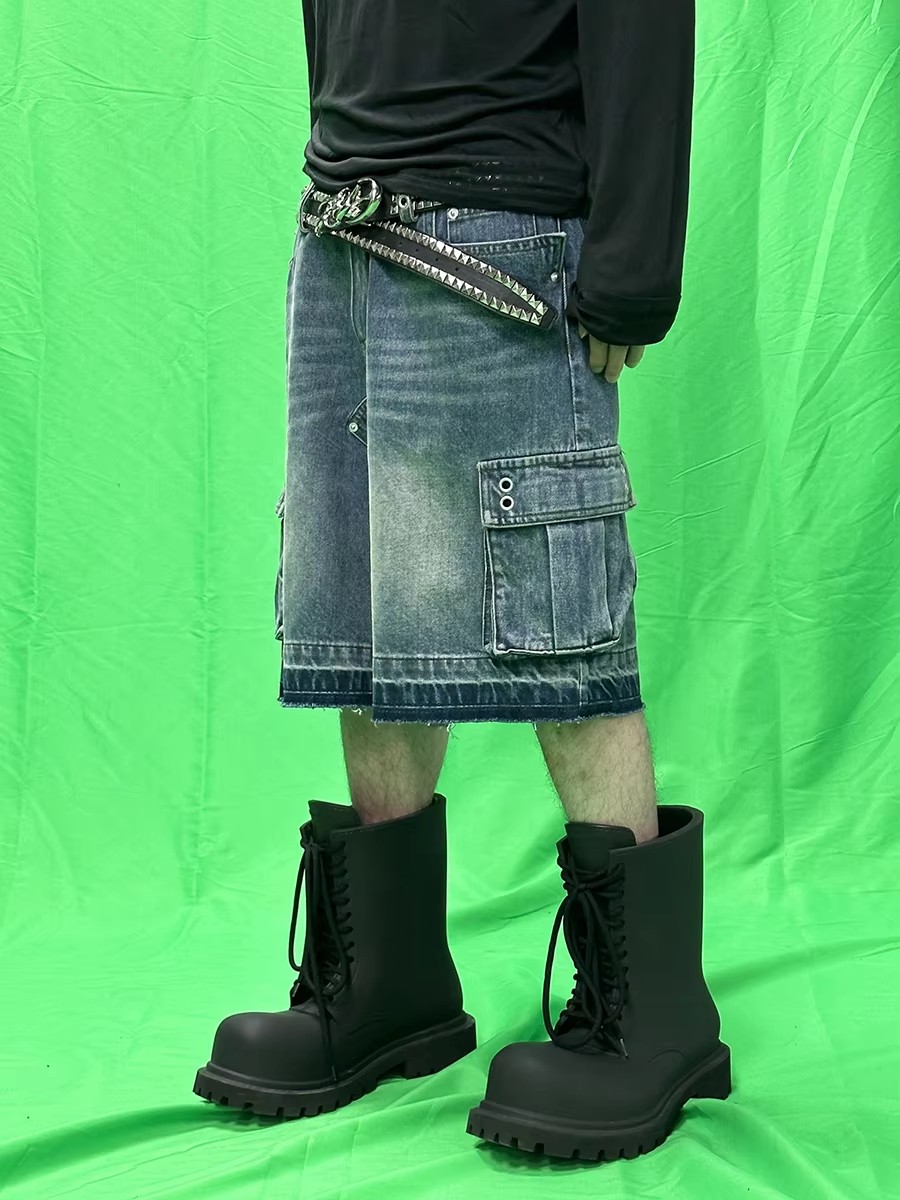 REDDACHIC Men Big Pockets Whis - Shorts Denim Frayed avis et prix