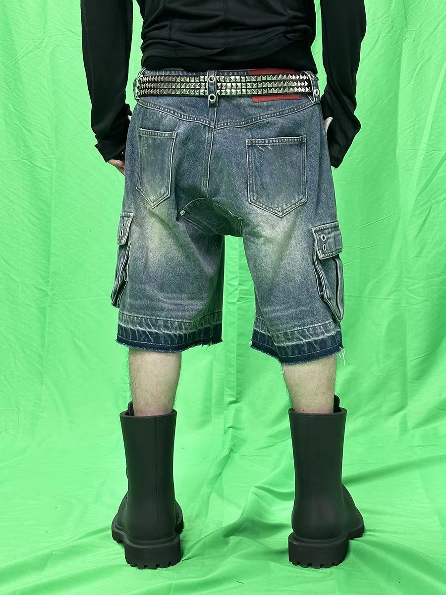 REDDACHIC Men Big Pockets Whis - Shorts Denim Frayed avis et prix
