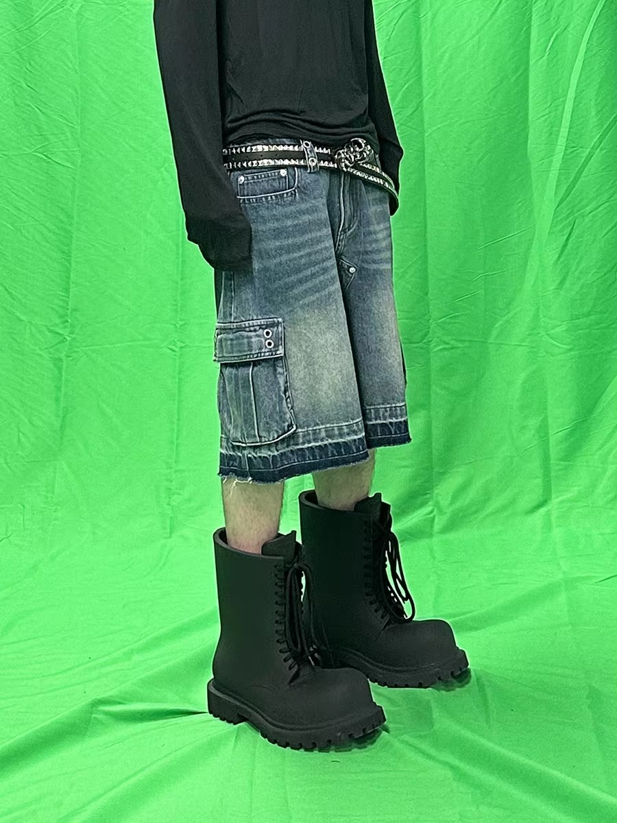 REDDACHIC Men Big Pockets Whis - Shorts Denim Frayed avis et prix