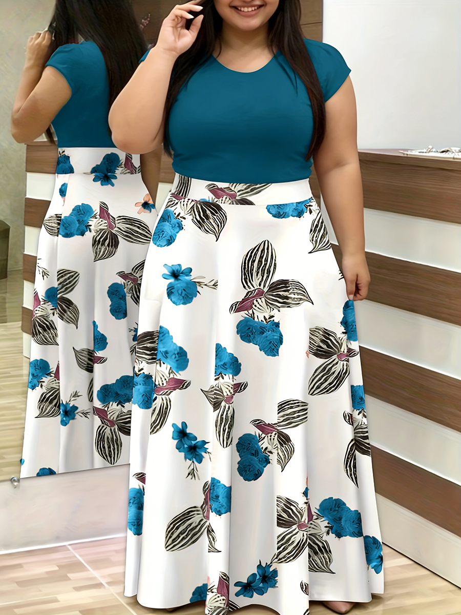 Plus Size Women's Dress Crew N - Romper Floral Print avis et prix
