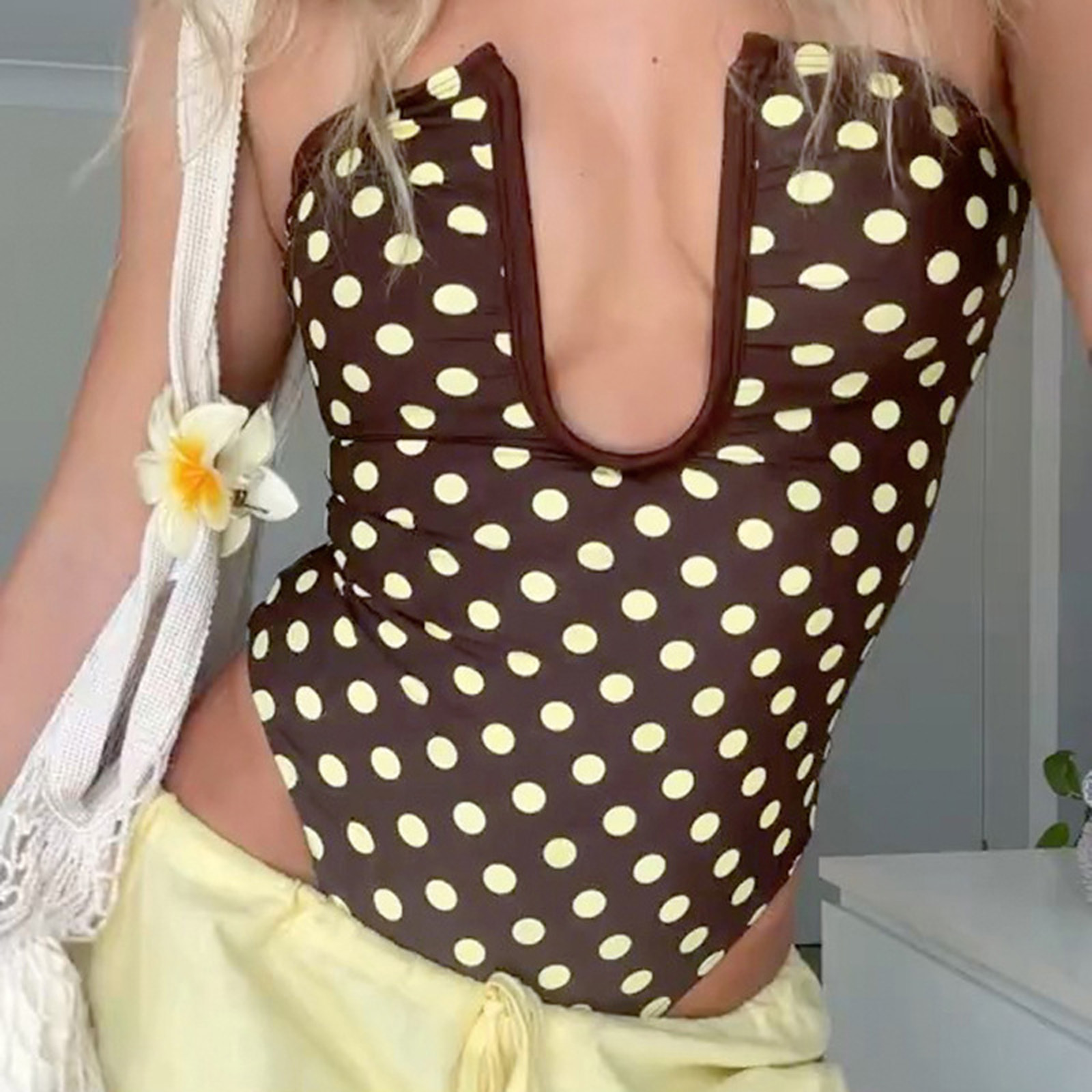 Strapless One Piece Swimsuit F - Swimsuit Bikini Ruched avis et prix