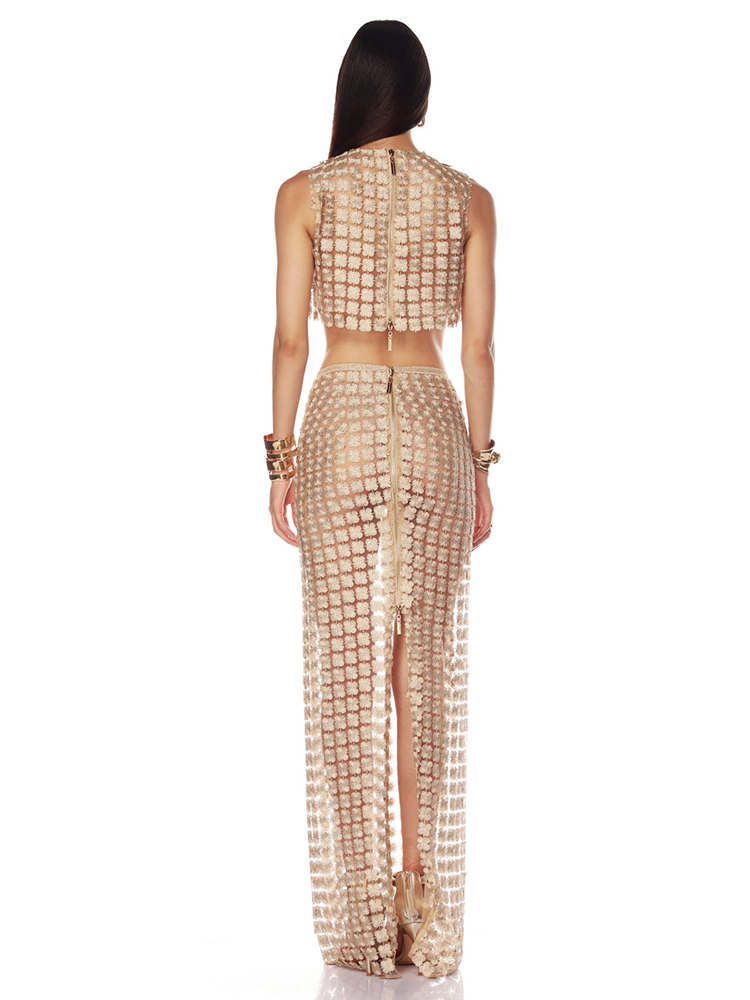 VC Stylish Beige Sleeveless Cr - Crop Top Crochet avis et prix