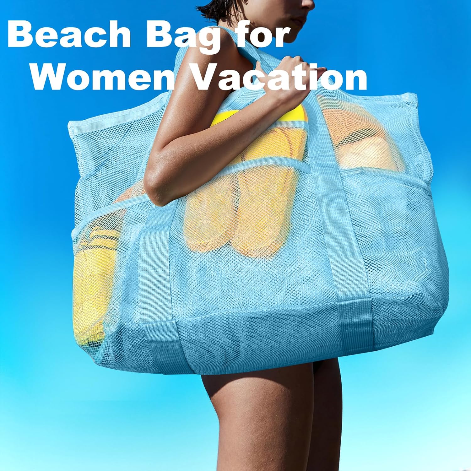 Mesh Beach Bag, Large Tote wit - Tote Bag Beach avis et prix