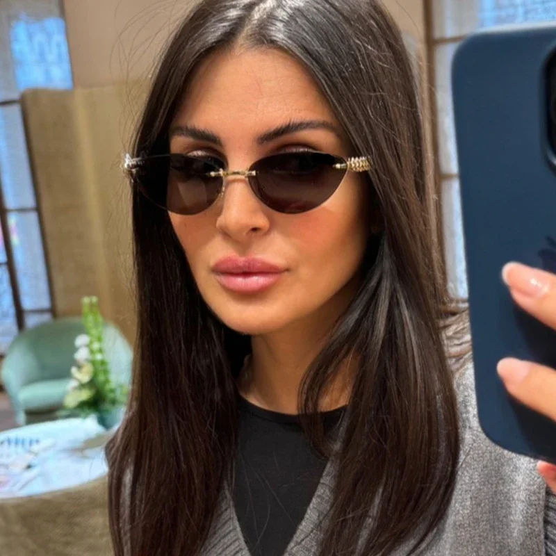 New Cat Eye Rivet Rimless Sung - Sunglasses Cat Eye avis et prix