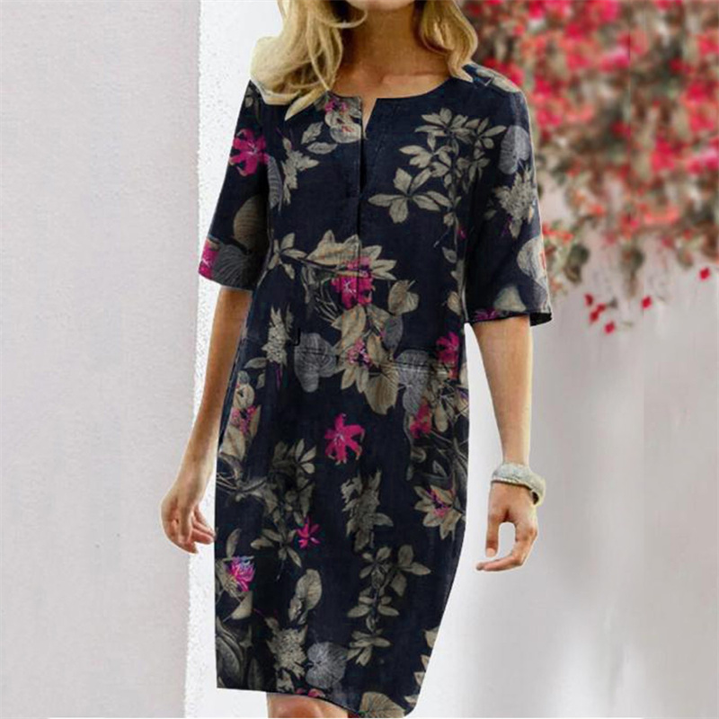 Summer Cotton Linen Printed Wo - Linen Dress Wrap avis et prix