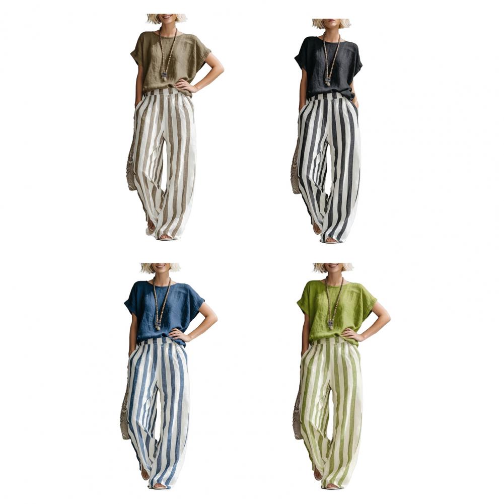 Casual Cotton Linen 2 Piece Se - Linen Pant Wide avis et prix
