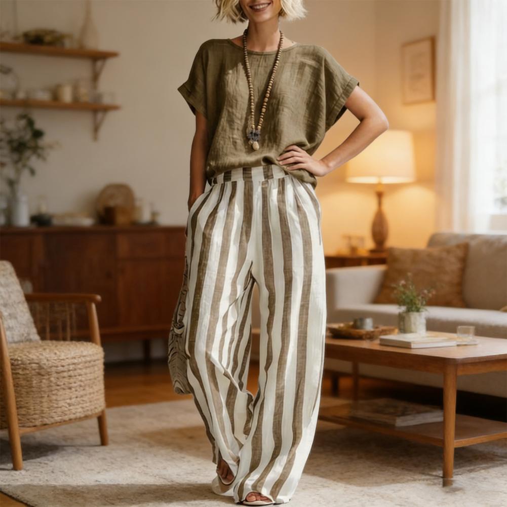 Casual Cotton Linen 2 Piece Se - Linen Pant Wide avis et prix