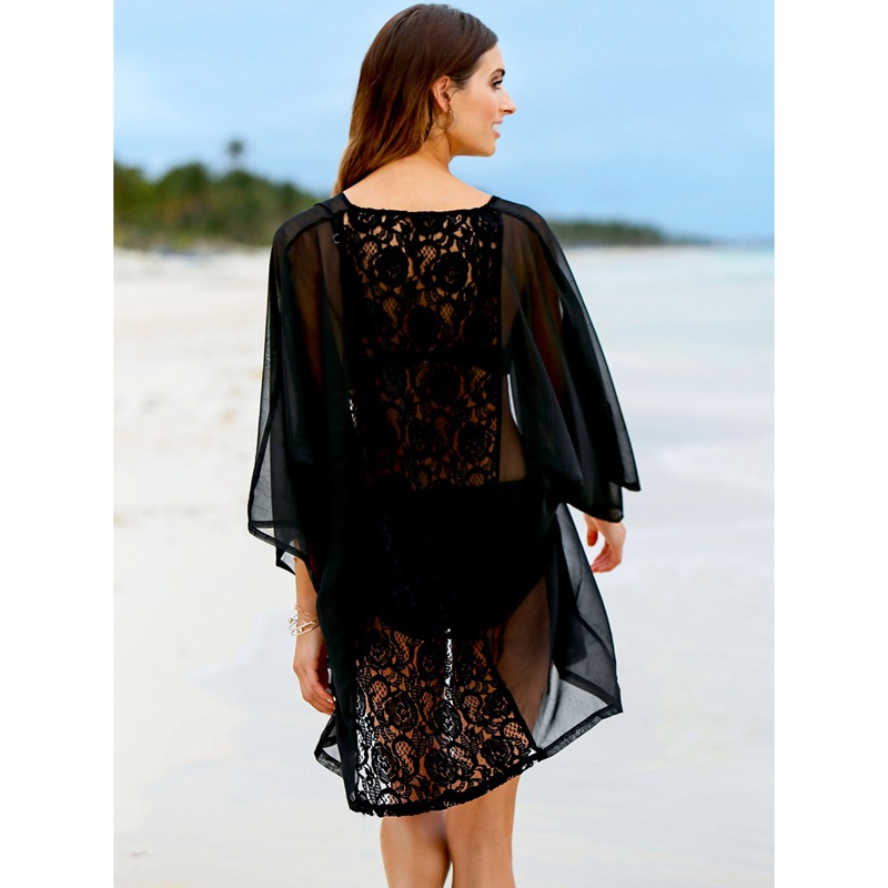 Women's Elegant Black Sheer Ki - Kimono Sheer Floral avis et prix