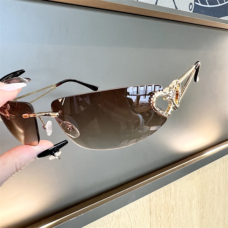 New Oval Cat Eye Frameless Mer - Sunglasses Cat Eye avis et prix