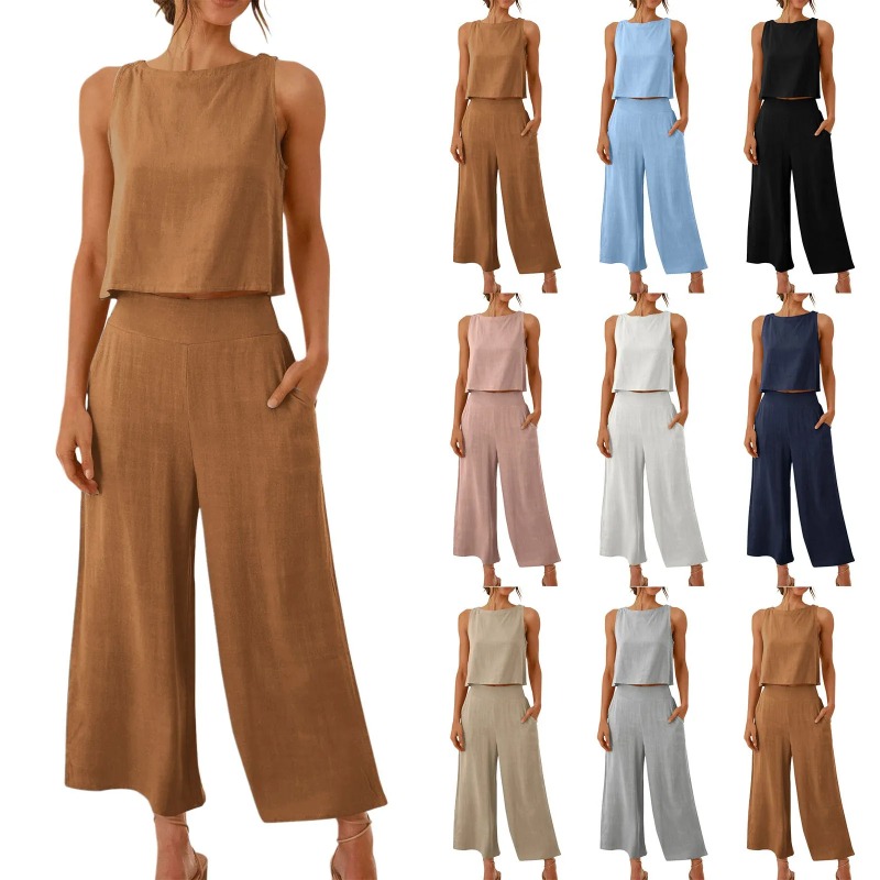 2025 New Summer Tops Cotton Li - Linen Pant Wide avis et prix
