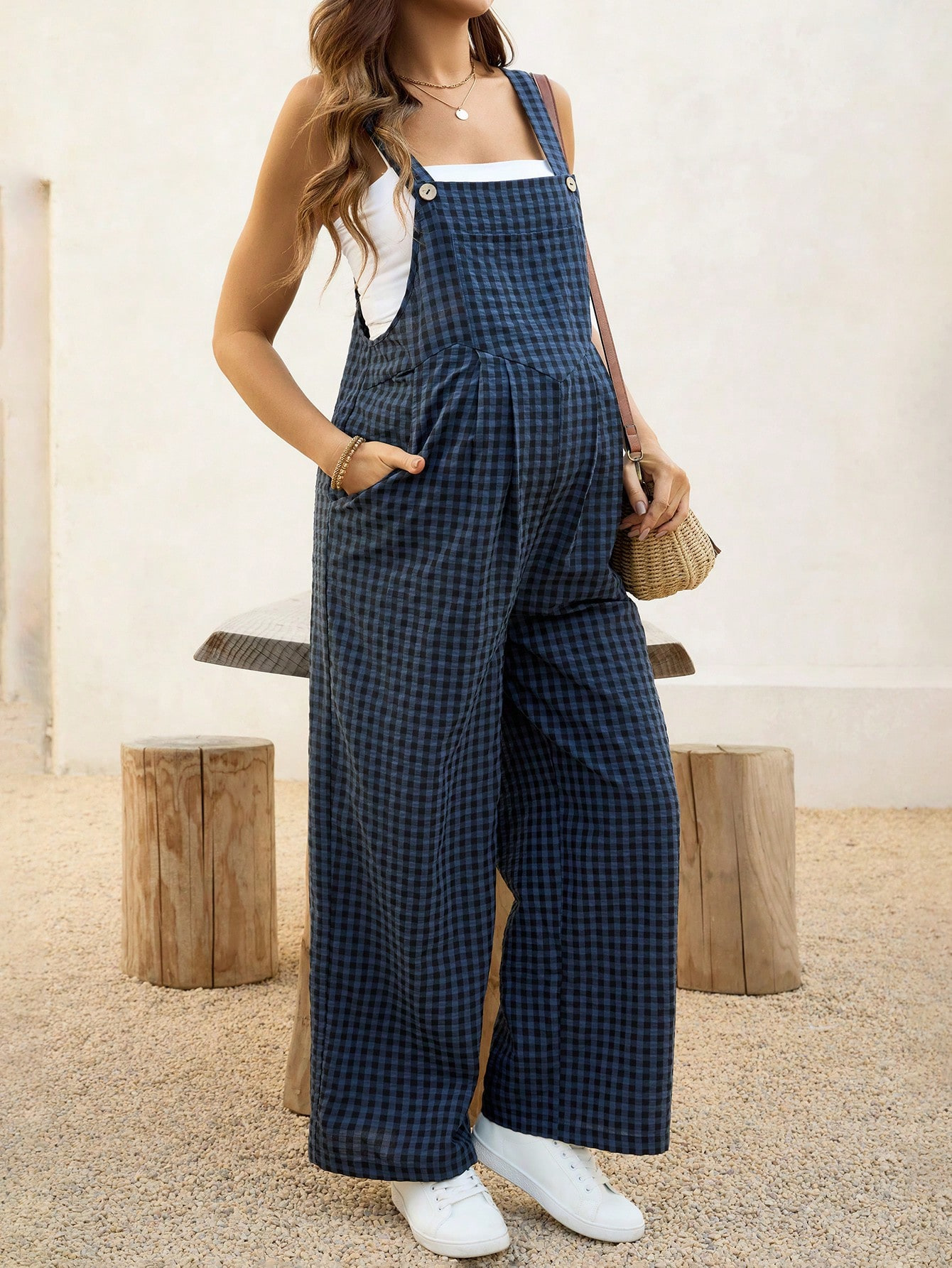 Casual Maternity Jumpsuit Plai - Jumpsuit Linen Relaxed avis et prix