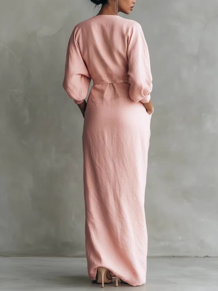 Women Linen Blend Wrap Maxi Dr - Linen Dress Wrap avis et prix
