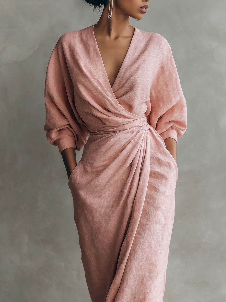 Women Linen Blend Wrap Maxi Dr - Linen Dress Wrap avis et prix