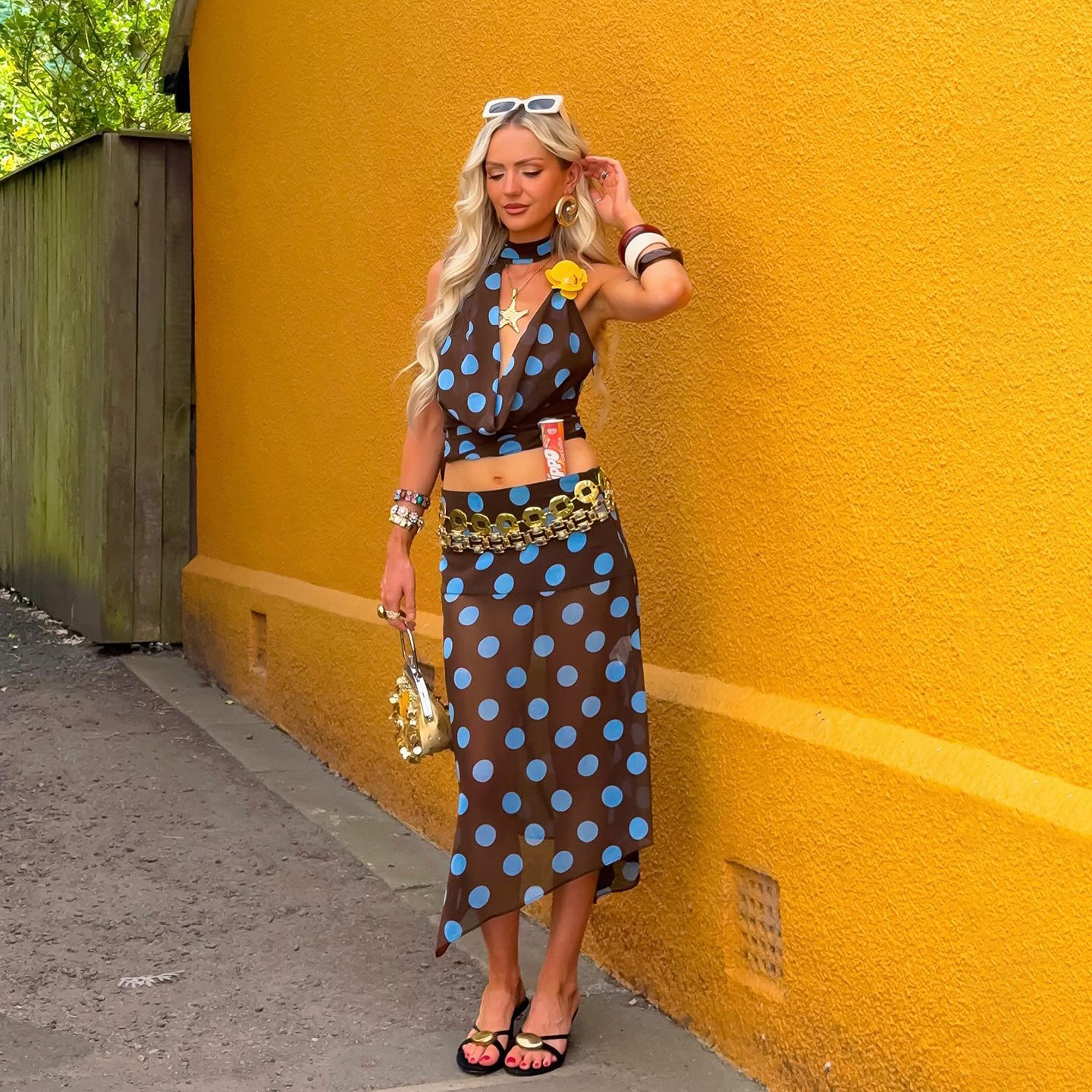 2 Piece Set Off Shoulder Polka - Maxi Dress Halter avis et prix