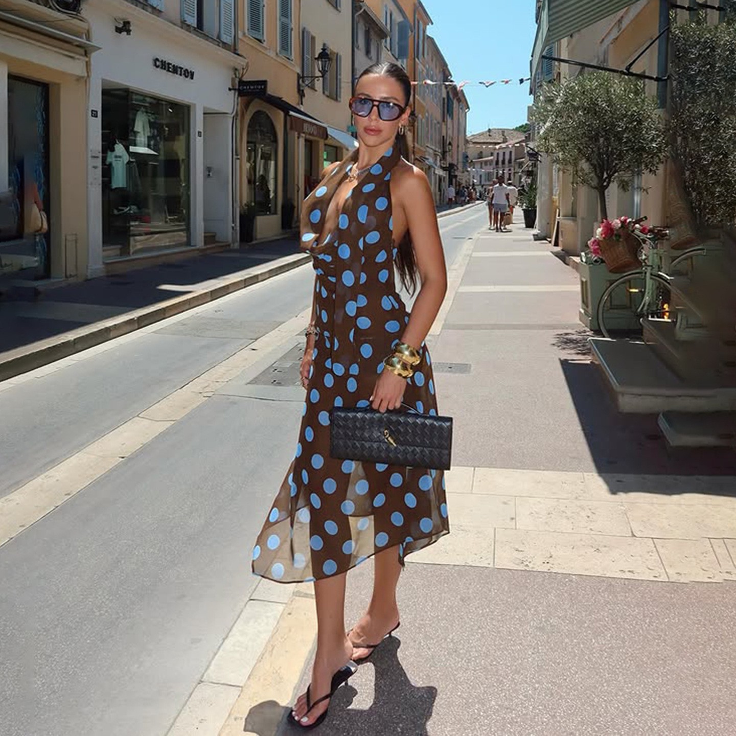2 Piece Set Off Shoulder Polka - Maxi Dress Halter avis et prix