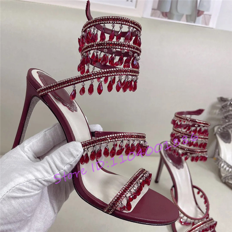 Rhinestone Snake Shape Ankle S - Sandal Strappy Heeled avis et prix