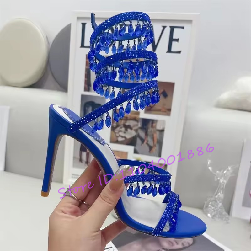 Rhinestone Snake Shape Ankle S - Sandal Strappy Heeled avis et prix