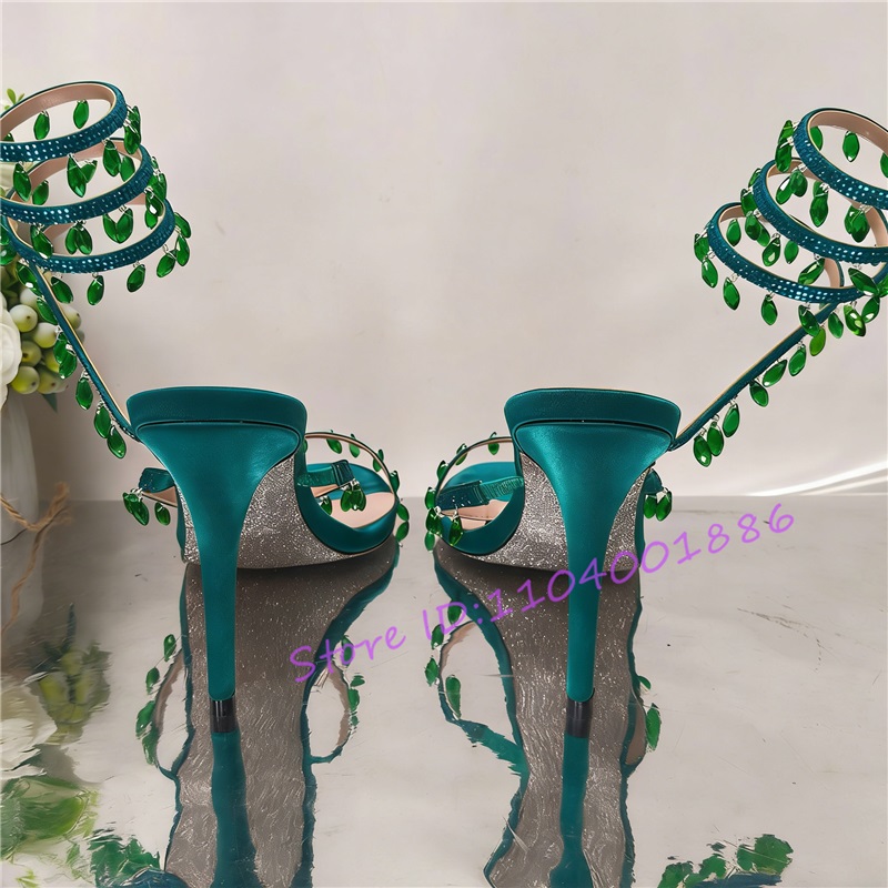 Rhinestone Snake Shape Ankle S - Sandal Strappy Heeled avis et prix