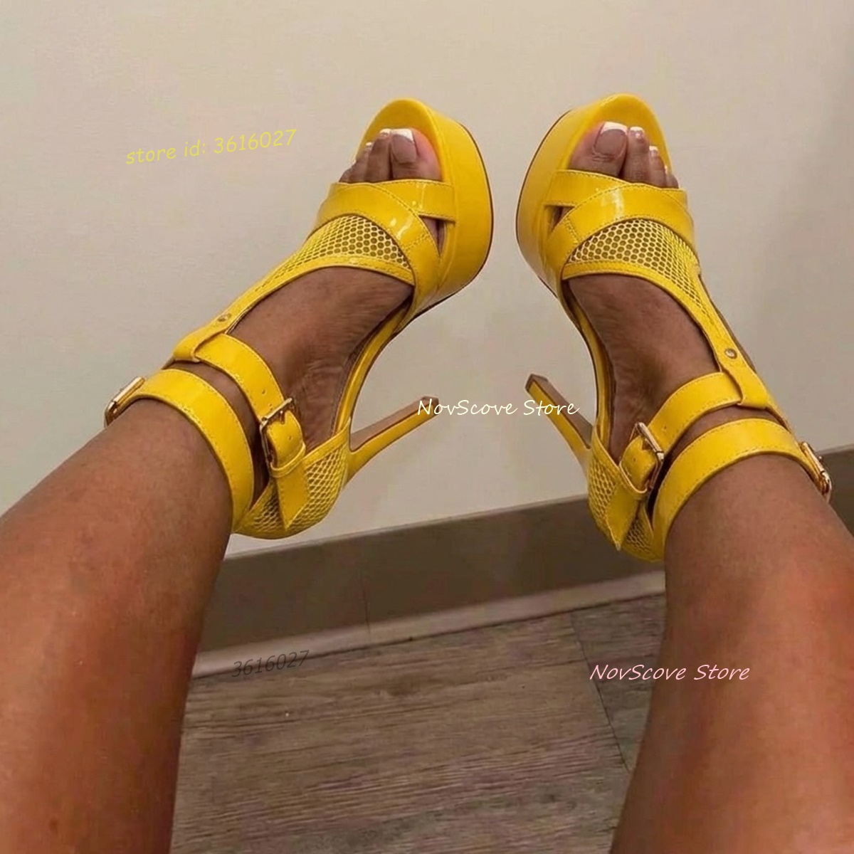 Yellow Open Toe Strappy Sandal - Sandal Strappy Heeled avis et prix