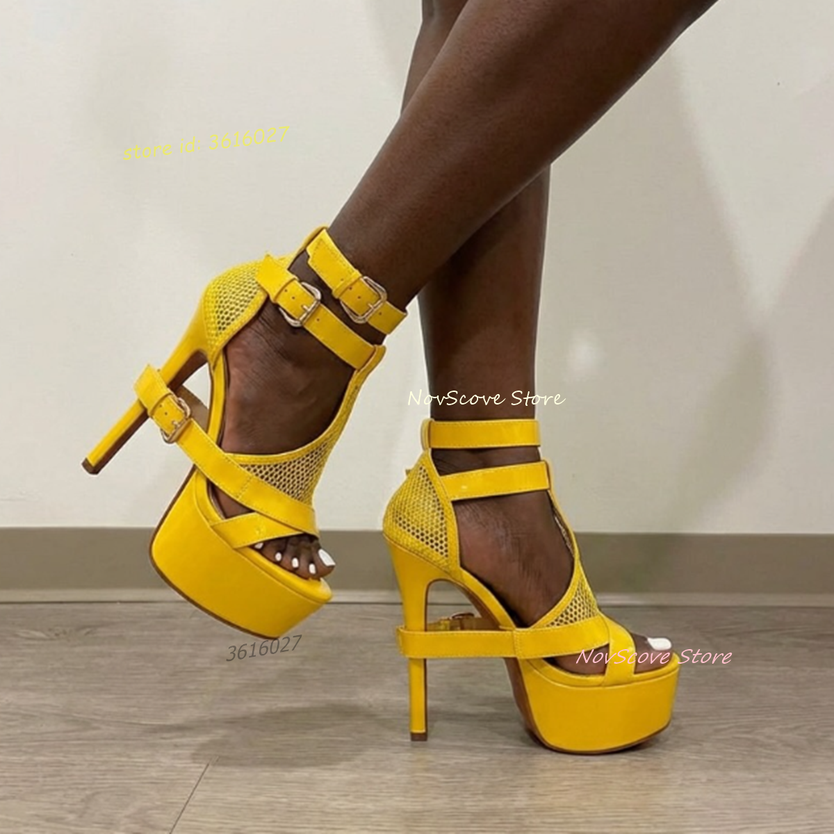 Yellow Open Toe Strappy Sandal - Sandal Strappy Heeled avis et prix