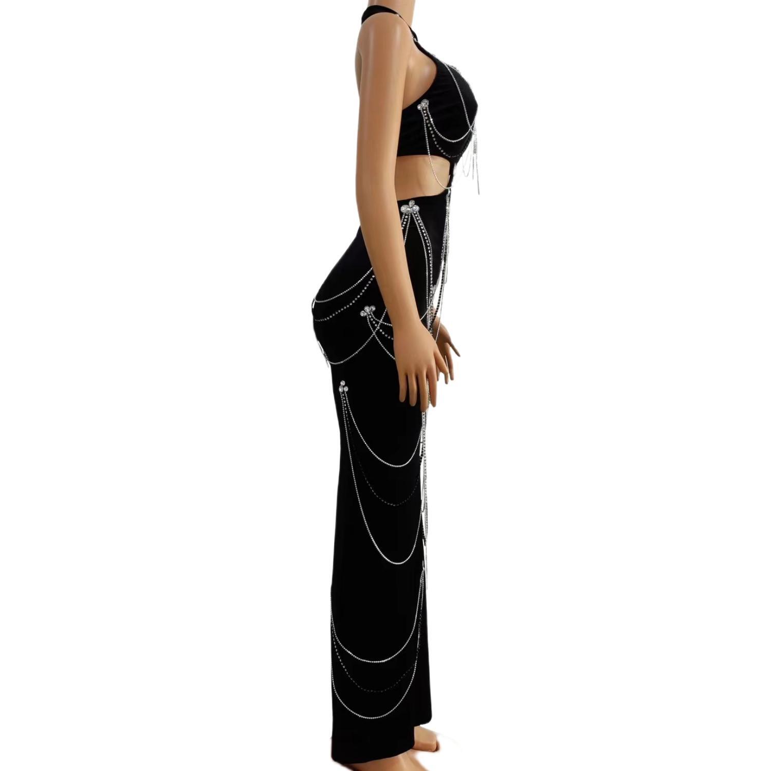Zuanlianhei Luxury Black Velve - Maxi Dress Halter avis et prix