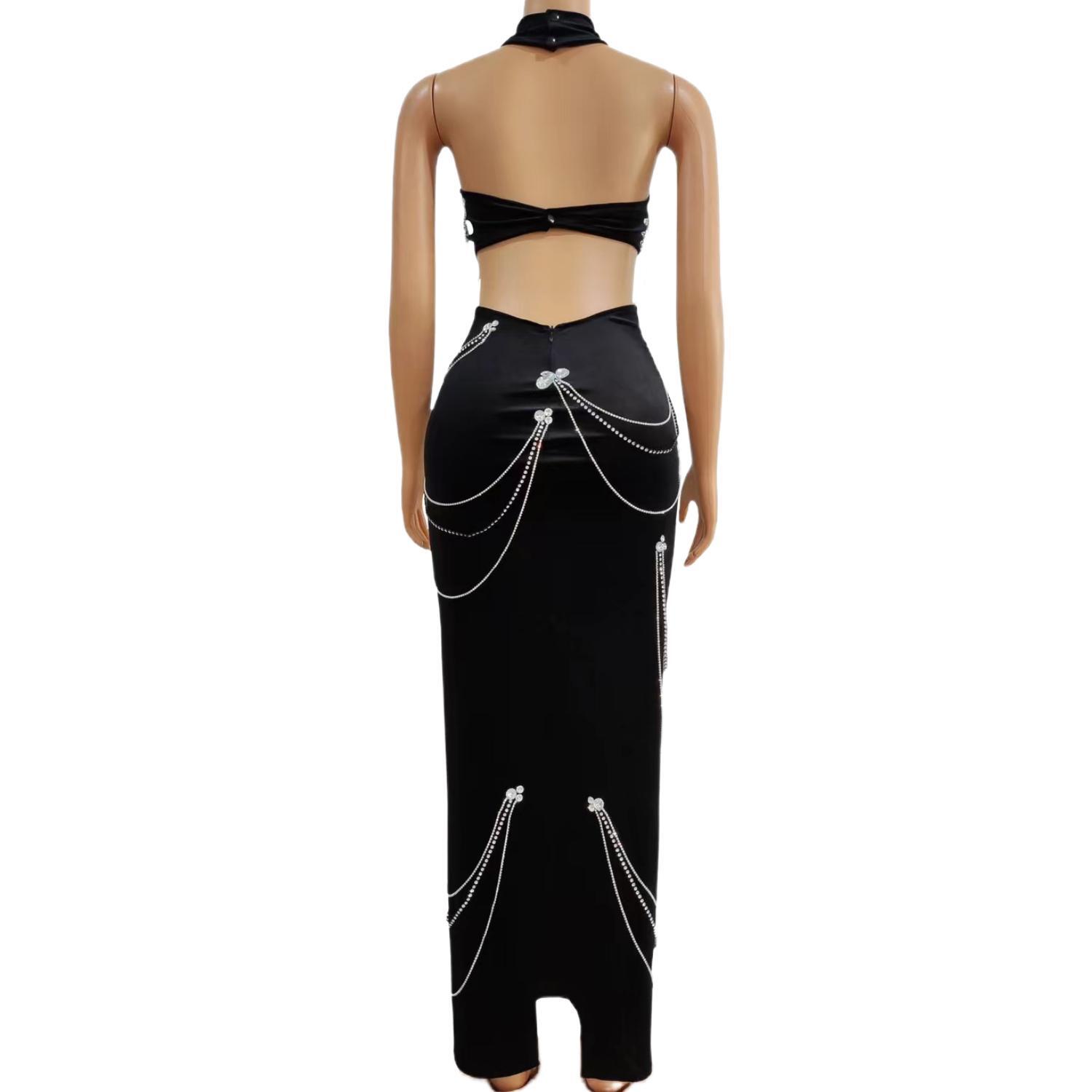 Zuanlianhei Luxury Black Velve - Maxi Dress Halter avis et prix