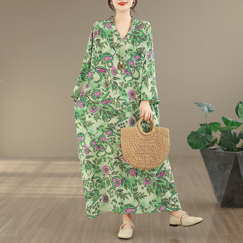 Large Size Floral Print Vacati - Linen Dress Wrap avis et prix