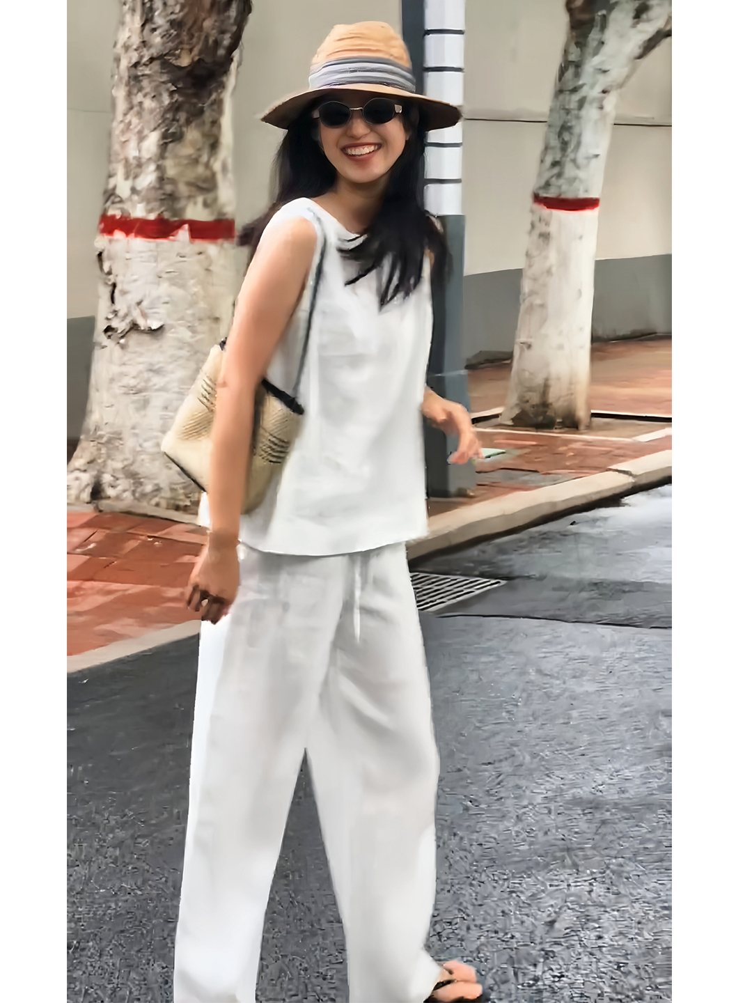 Fashionable White Cotton Linen - Linen Pant Wide avis et prix