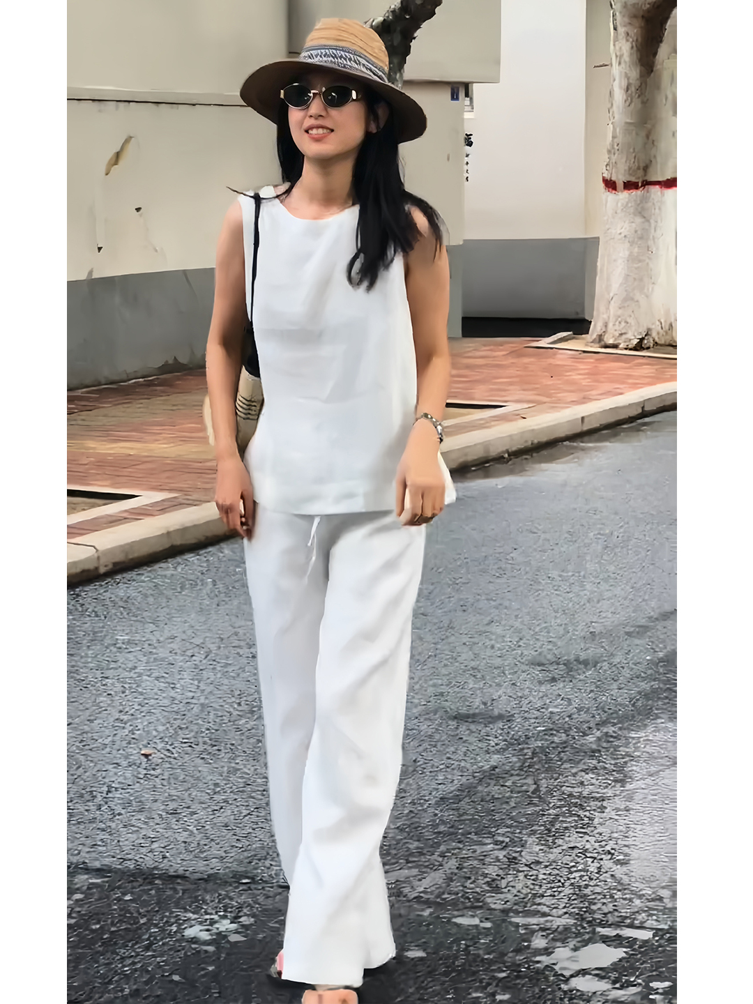 Fashionable White Cotton Linen - Linen Pant Wide avis et prix