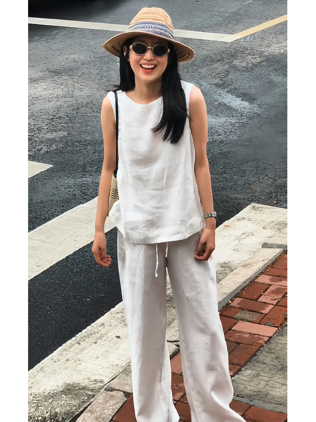 Fashionable White Cotton Linen - Linen Pant Wide avis et prix