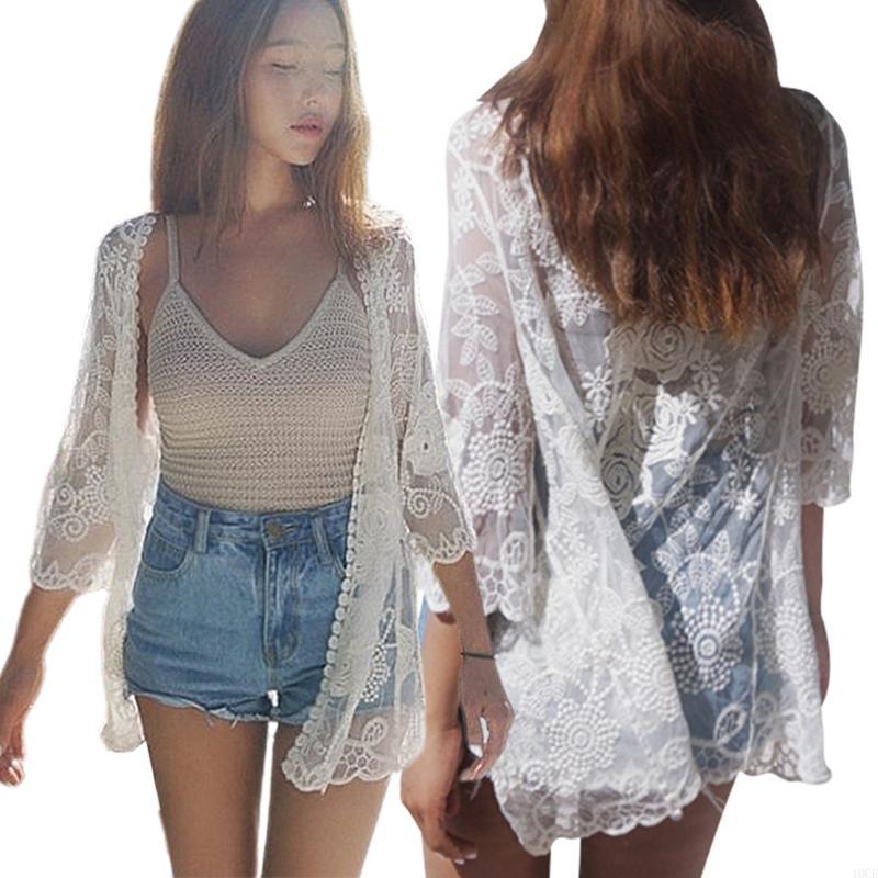 Women Lace Open Front Kimono C - Kimono Sheer Floral avis et prix