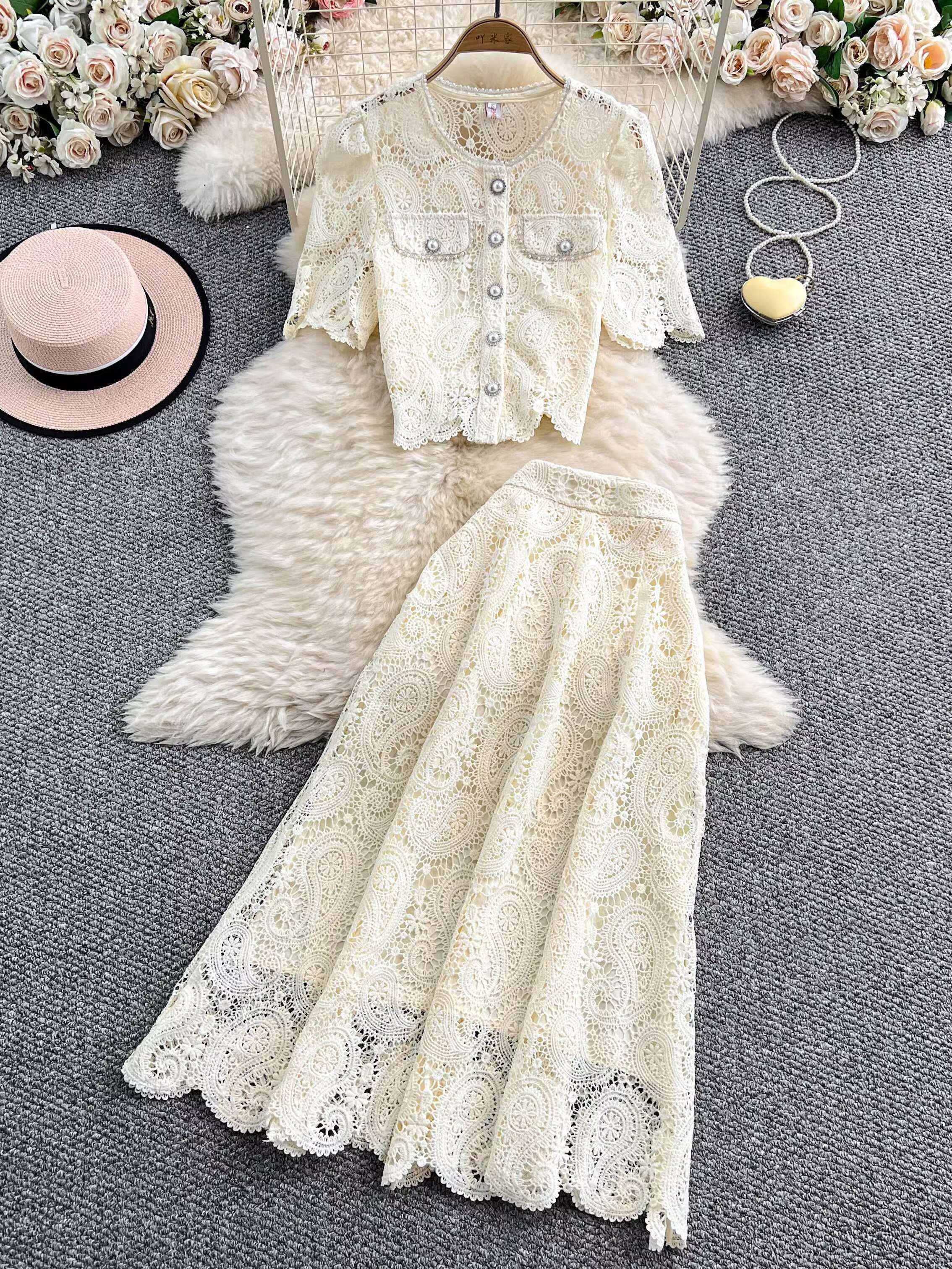 Elegant Pearl Long Dress Suits - Midi Skirt Floral avis et prix