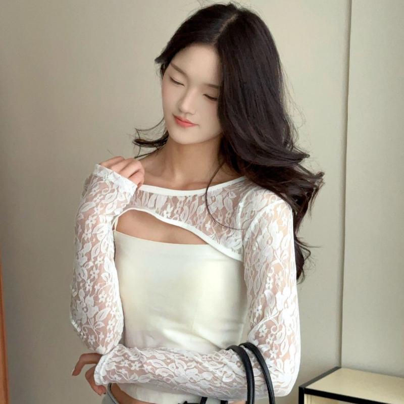 Sexy Hollow Out See Through La - Crop Top Crochet avis et prix