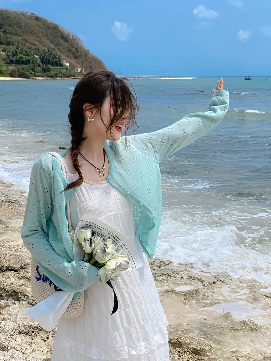 Summer Mint Green Thin Knitted - Cover Up Kaftan avis et prix