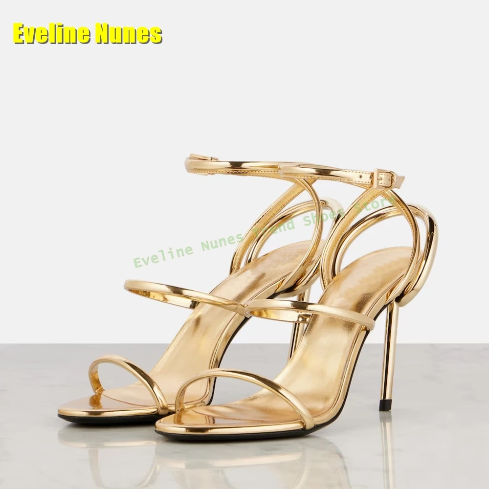 Golden Strappy Metallic Leathe - Sandal Strappy Heeled avis et prix