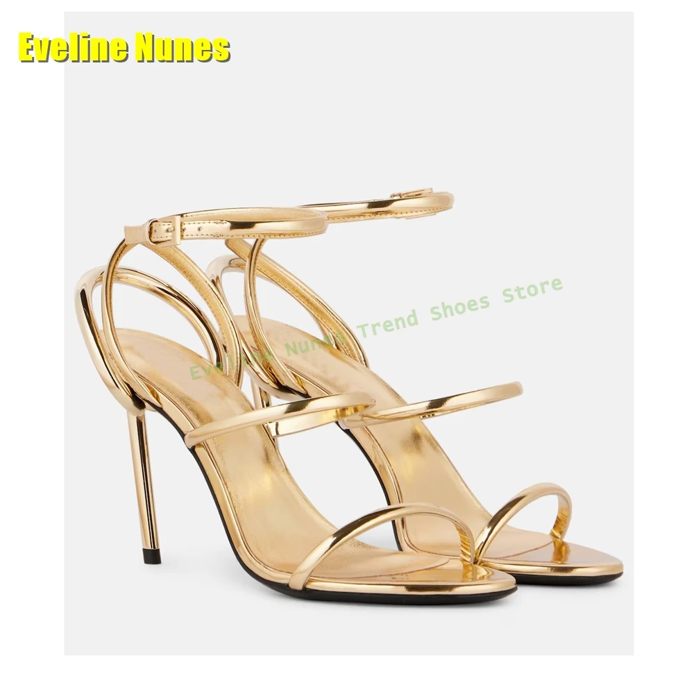 Golden Strappy Metallic Leathe - Sandal Strappy Heeled avis et prix
